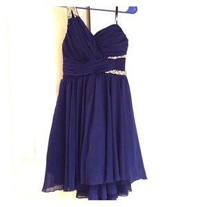 Blue one shoulder dress